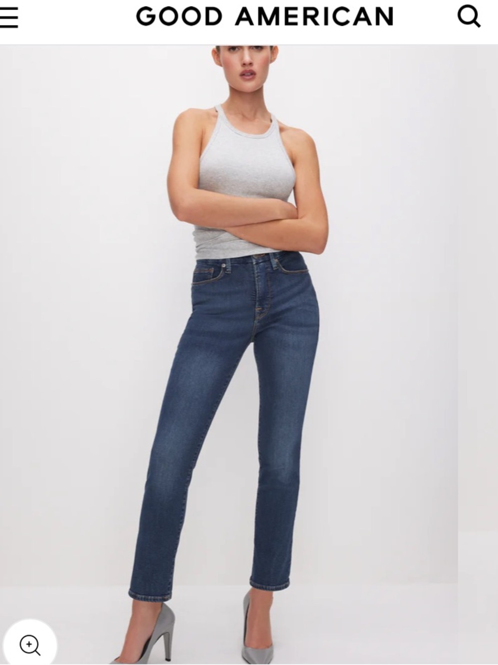 Good American Good Legs Straight Jeans Medium Blue Size 2 / 26 Stretch Contour